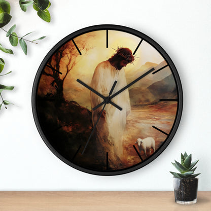 Jesus with Lamb Christian Wall Clock — alternate clock product image 2