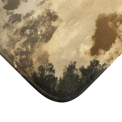 Close-up of Christian wall art with abstract, nature-inspired brush strokes in earth tones