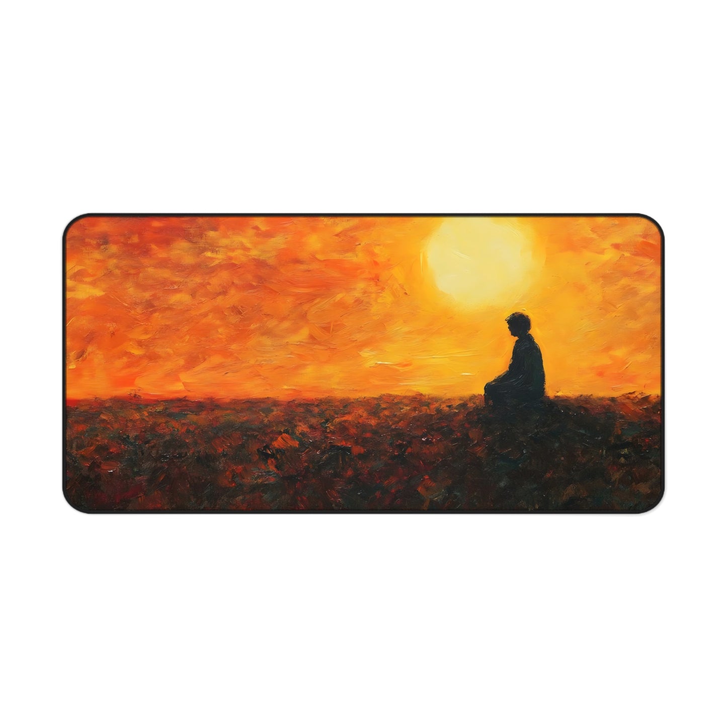 Sunset Meditation Desk Mat | Silhouette Sunrise Mousepad
