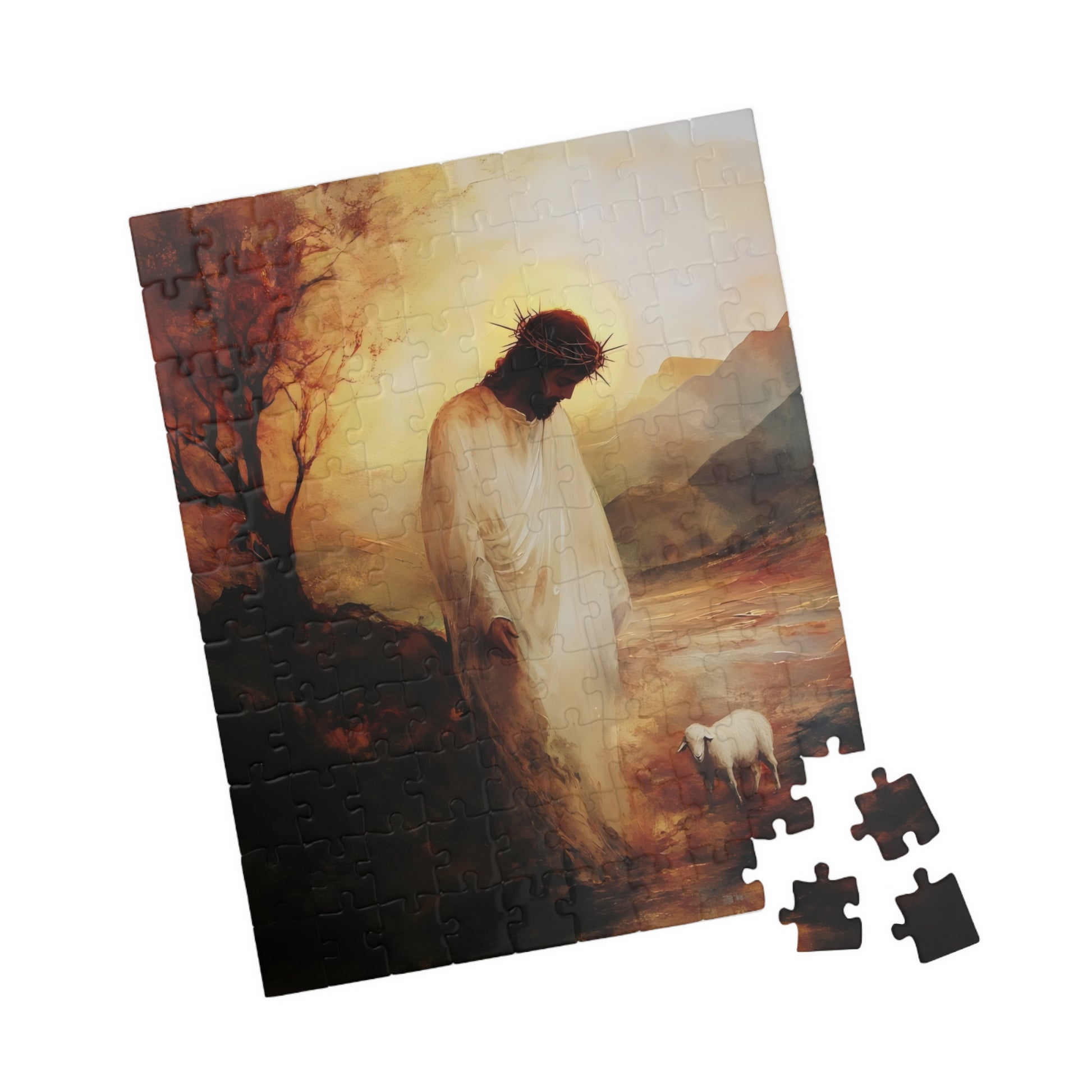 Jesus with Lamb Christian Art Puzzle — alternate puzzle product image 8