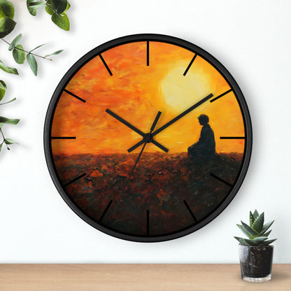 Silhouette Meditation Sunset Wall Clock — alternate clock product image 2