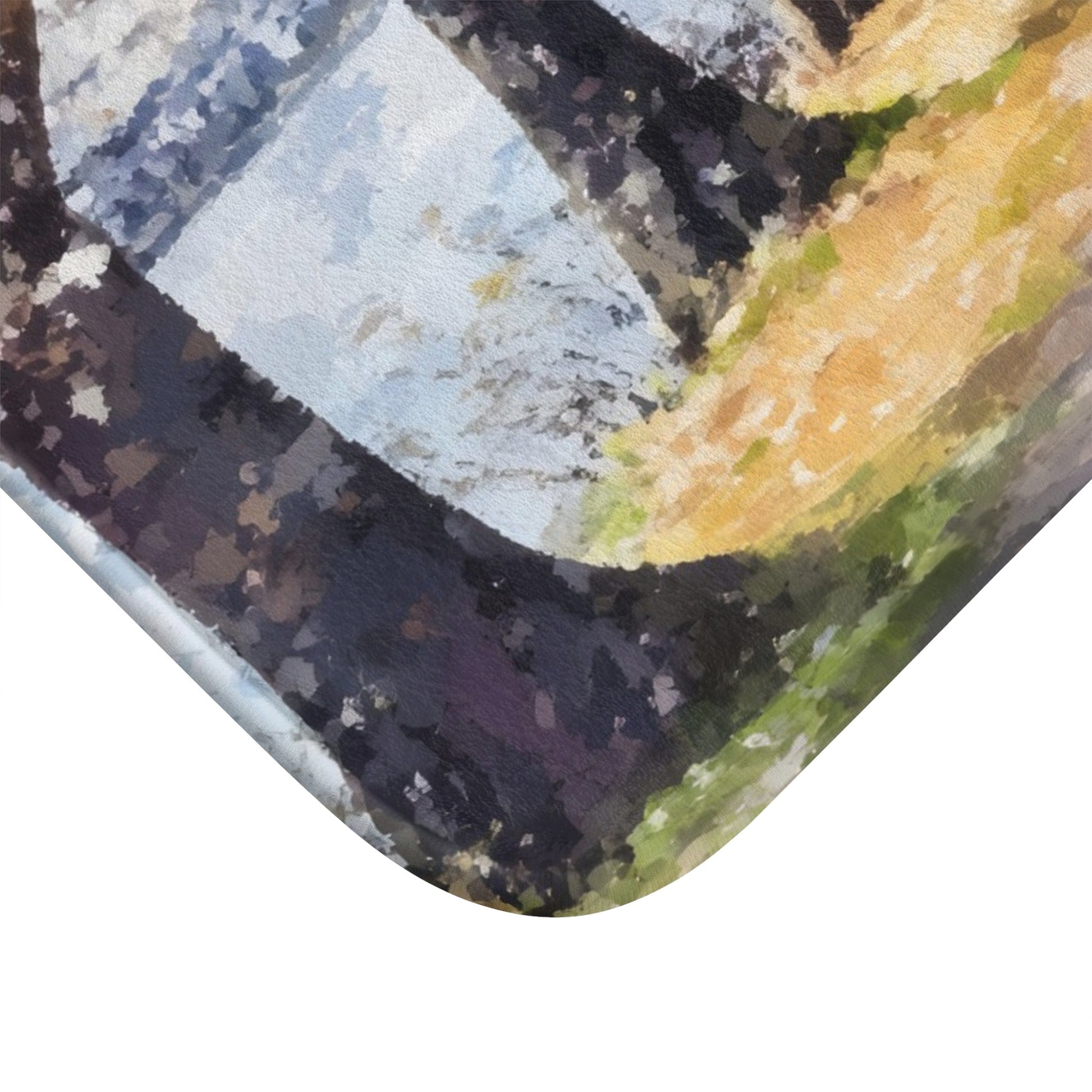 Close-up of abstract Christian wall art with muted earth tones and soft brush strokes
