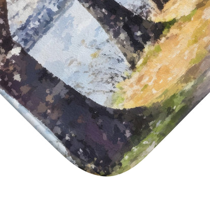 Close-up of abstract Christian wall art with muted earth tones and soft brush strokes