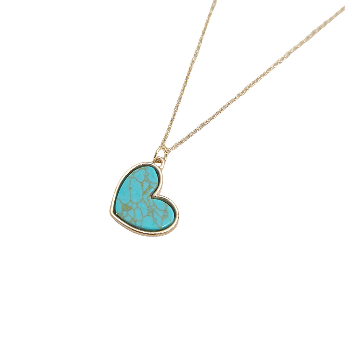 Heart-shaped Turquoise Inlay Necklace – product view 4