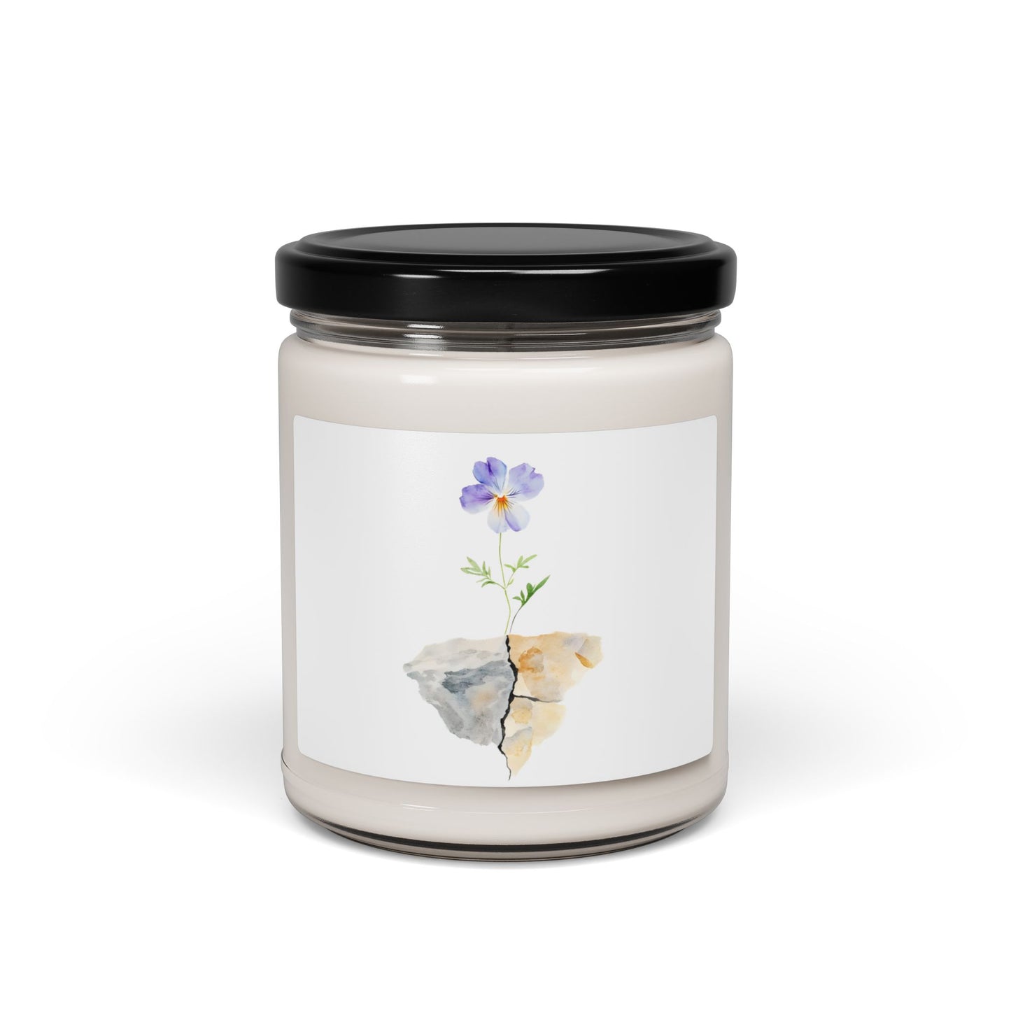 Violet Pansy Watercolor Candle