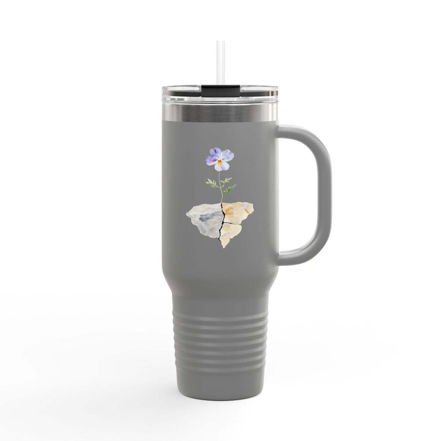 Broken Pot with Purple Pansy 40oz Travel Mug | Insulated Tumbler