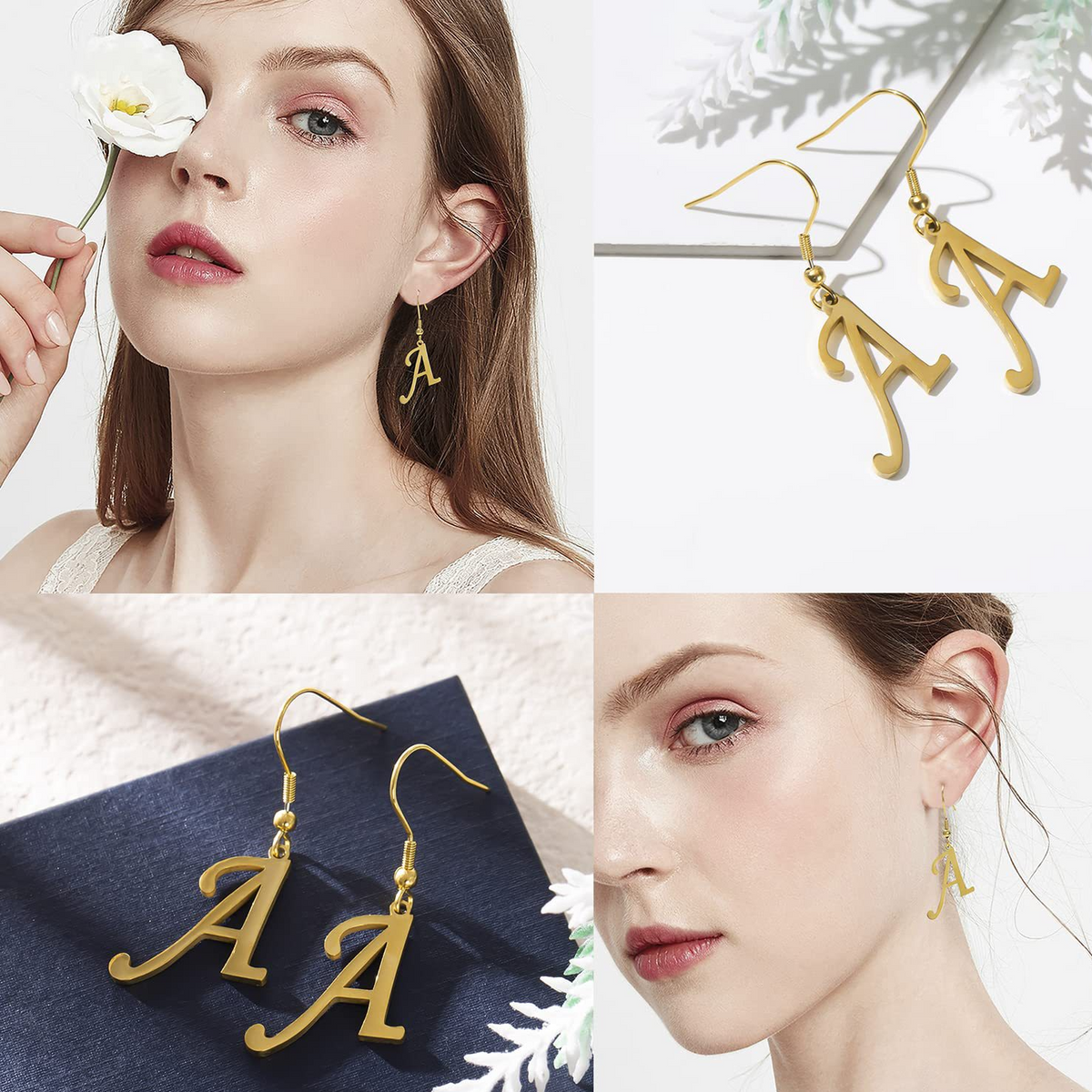 Personalized Initial Letter Earrings – product view 1