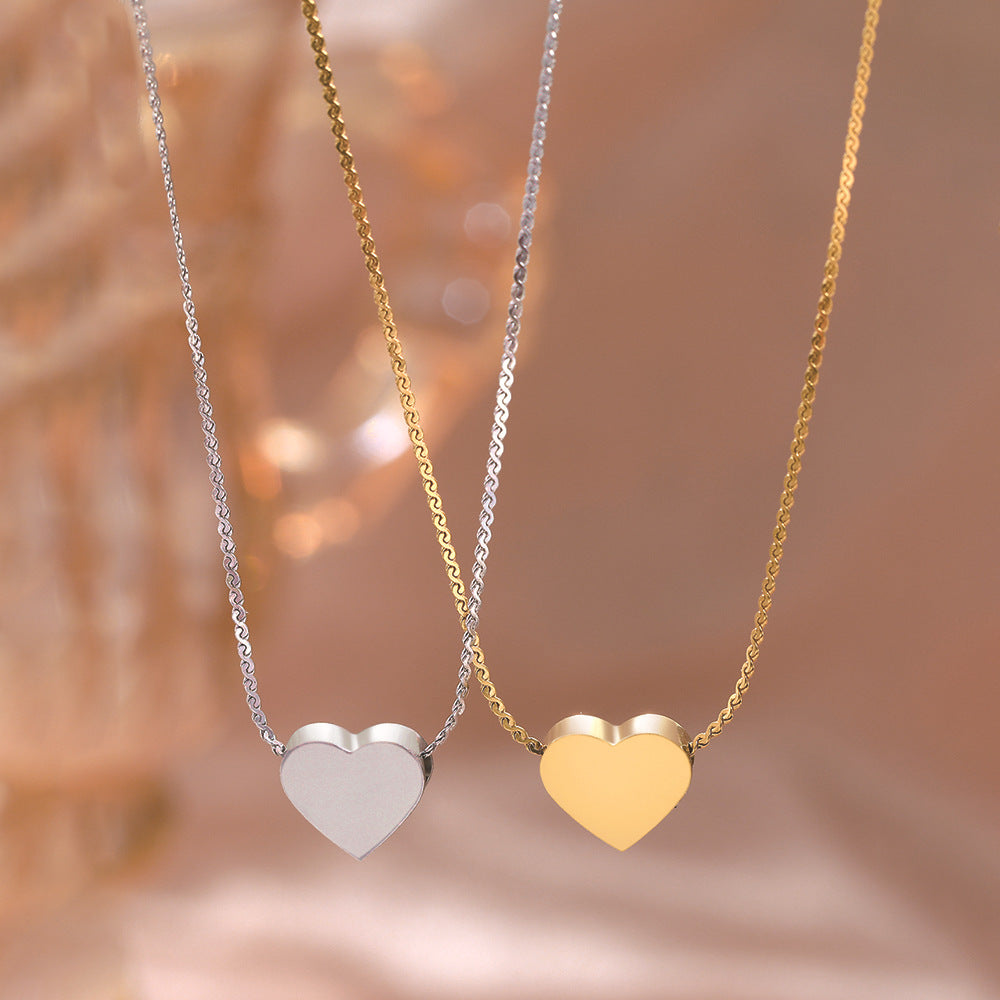 Minimalist Stainless Steel Heart Necklace – product view 5