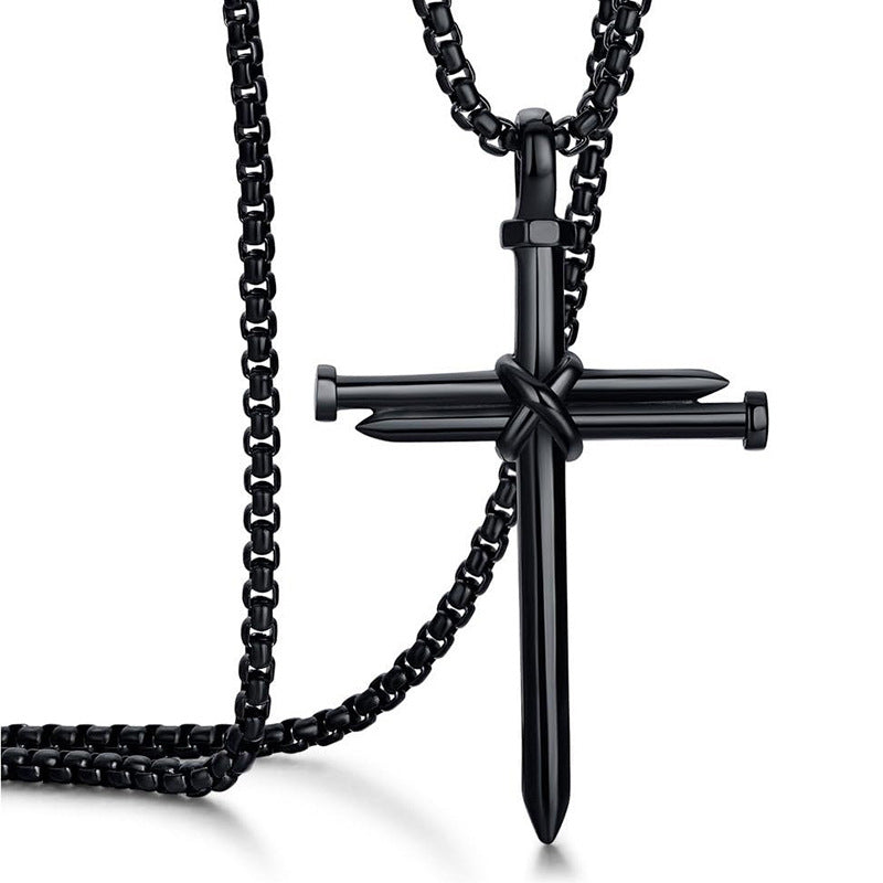 Minimalist Stainless Steel Cross Necklace – product view 2