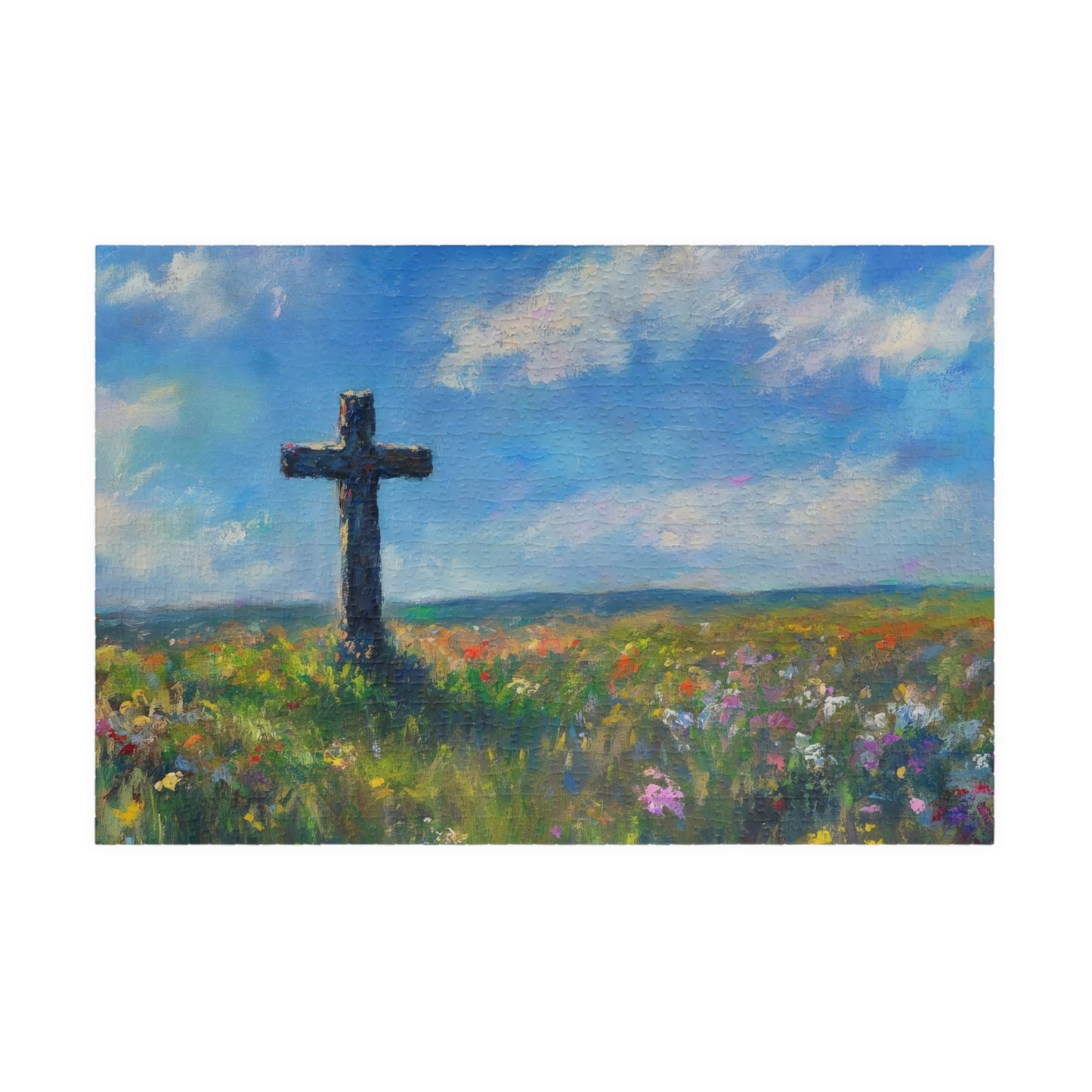 Cross in Wildflower Field Landscape Puzzle — alternate puzzle product image 4