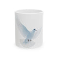 White Dove Illustration Mug | Ceramic Coffee Cup, Peace Bird Design