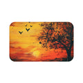 Sunset Tree Scene Bath Mat | Orange Sunset, Flying Birds