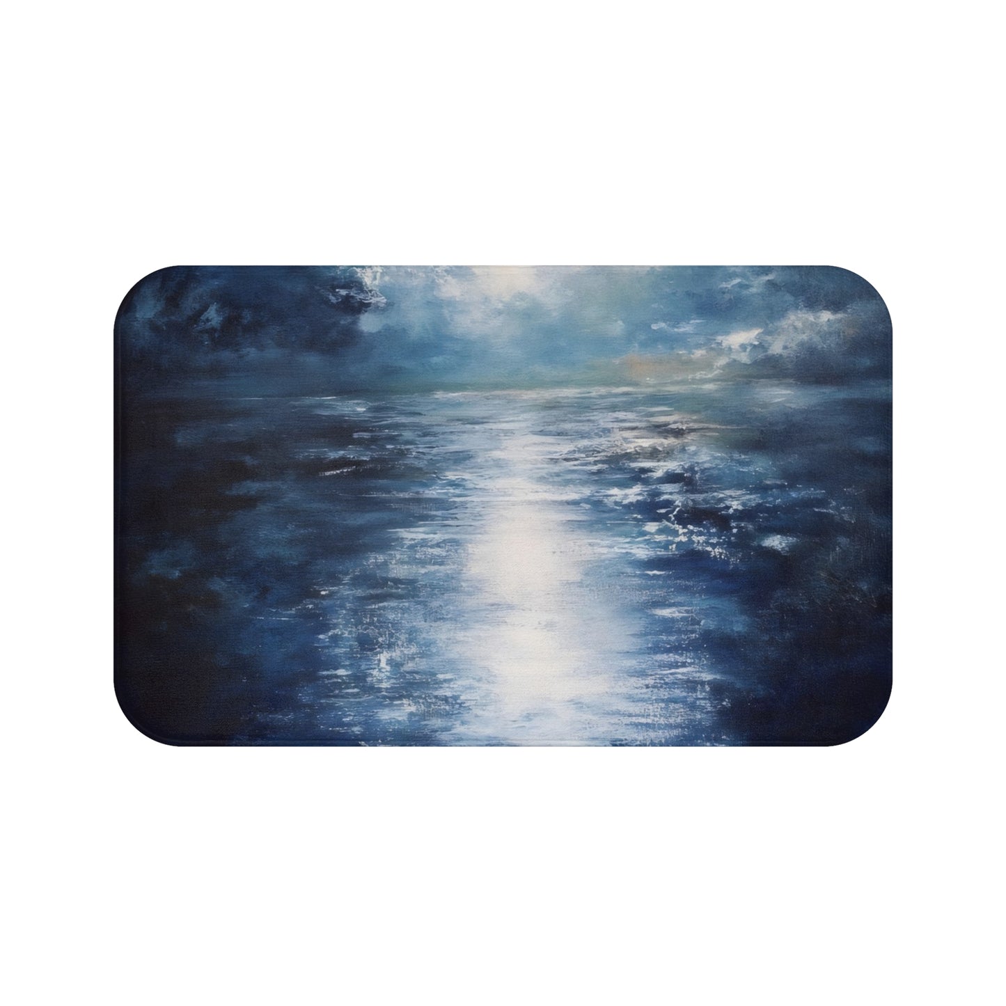 Abstract Christian wall art of tranquil blue ocean with light reflecting, spiritual decor