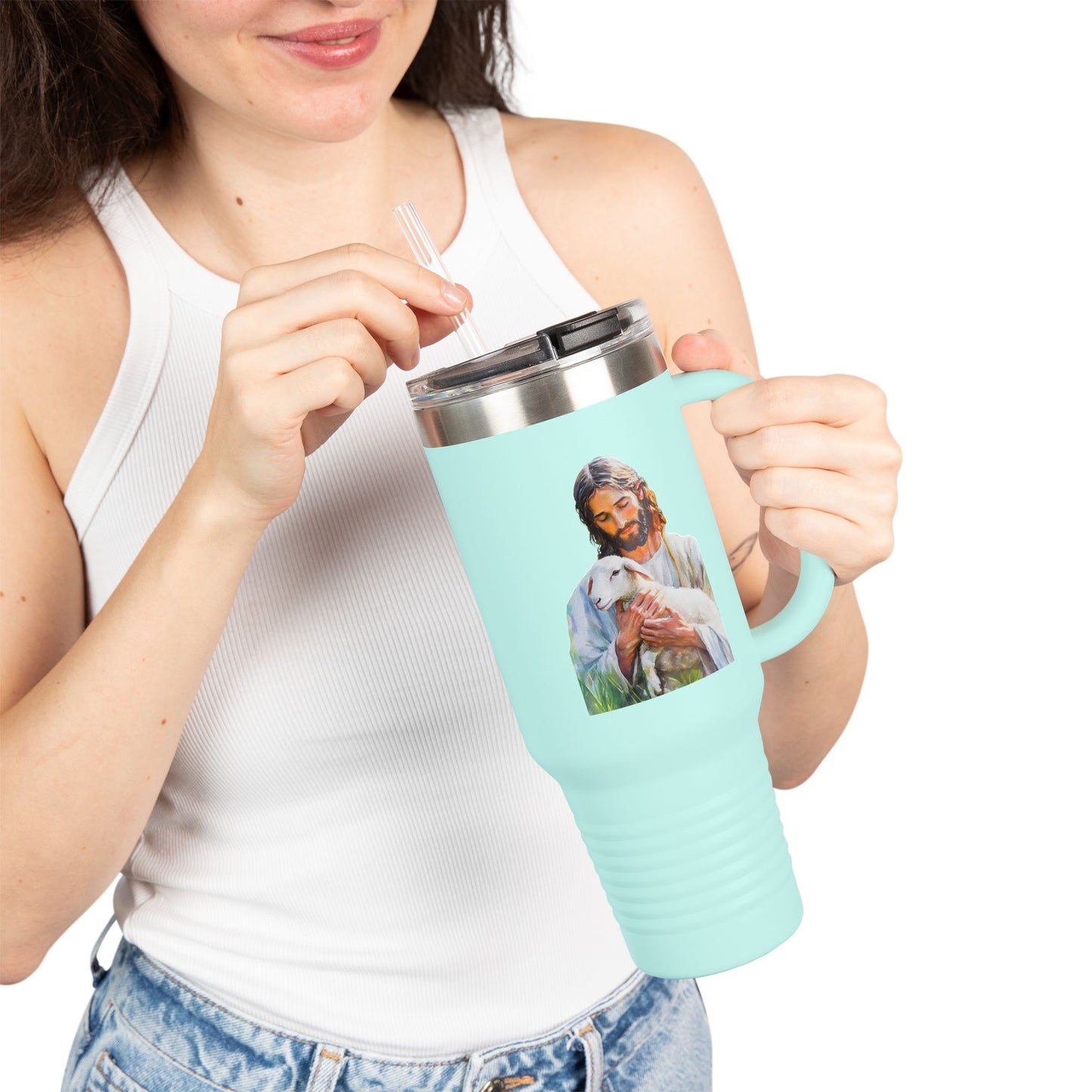 Jesus Holding Lamb travel mug | 40oz insulated tumbler