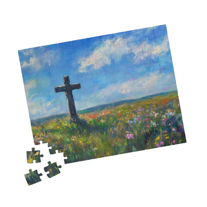 Cross in Wildflower Field Landscape Puzzle — alternate puzzle product image 5