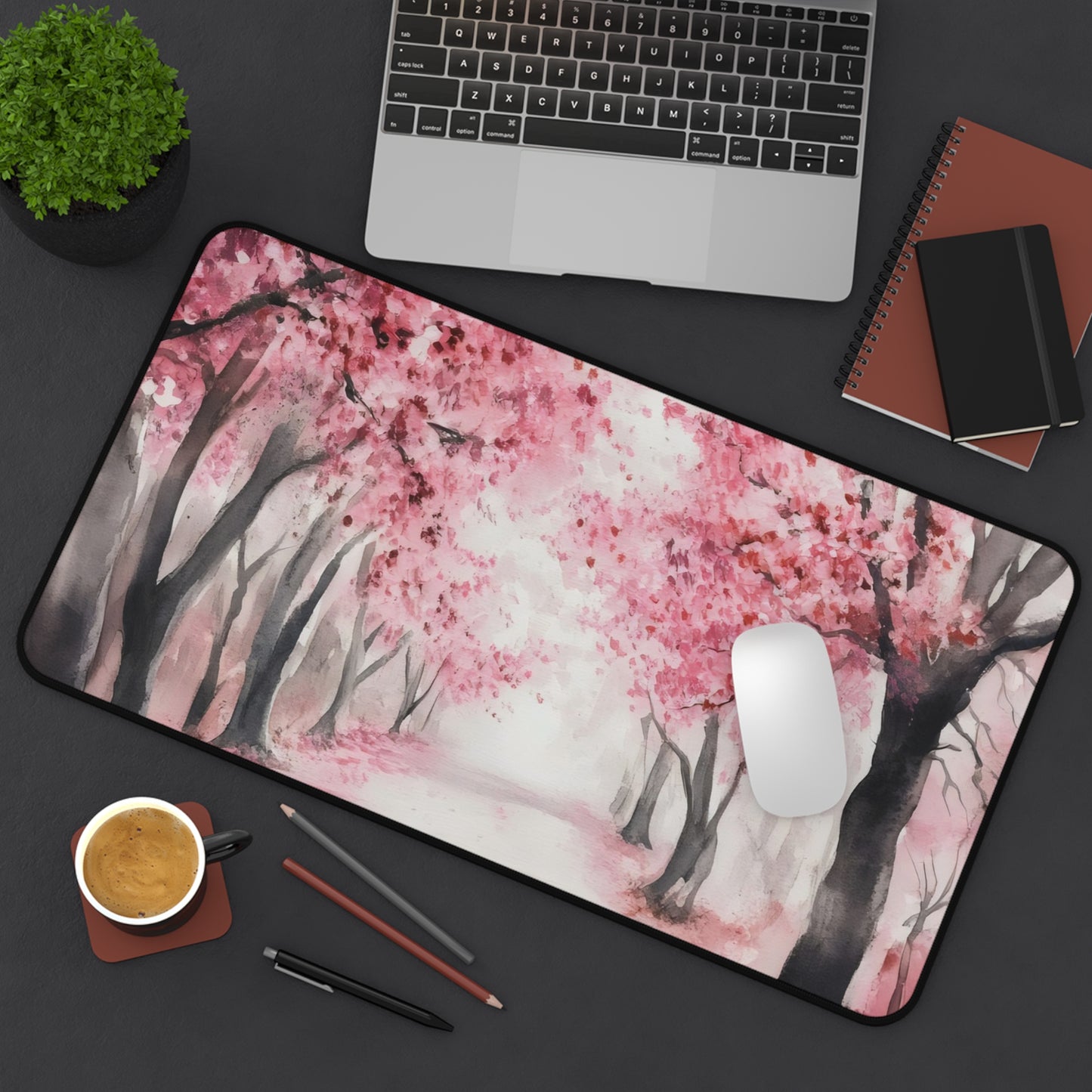 Cherry Blossom Path Desk Mat | Pink Sakura Mouse Pad