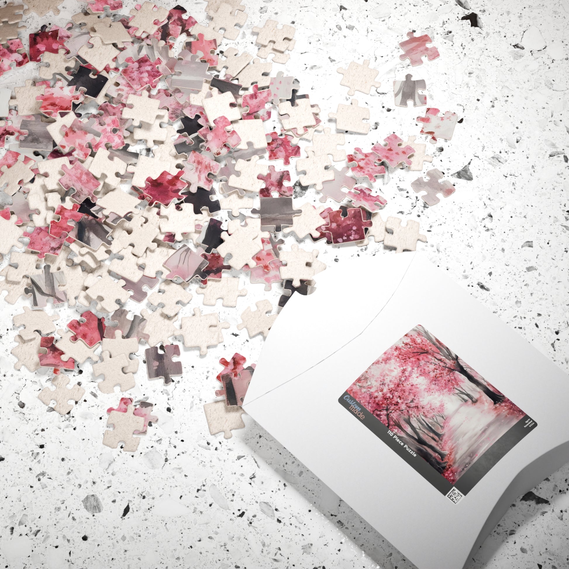 Pink Cherry Blossom Path Scenic Jigsaw Puzzle — alternate puzzle product image 9