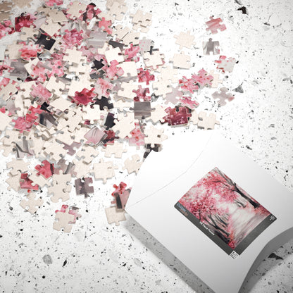 Pink Cherry Blossom Path Scenic Jigsaw Puzzle — alternate puzzle product image 9