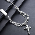 Titanium Steel Cross Layered Necklace for Men