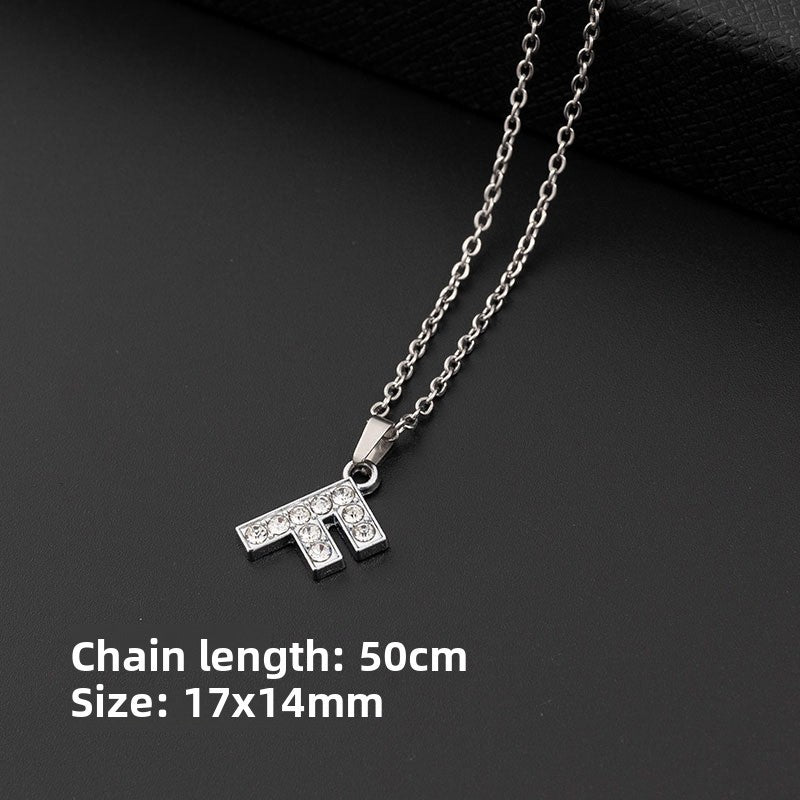 Stainless Steel Letter Necklace with Crystal Pendant – product view 11