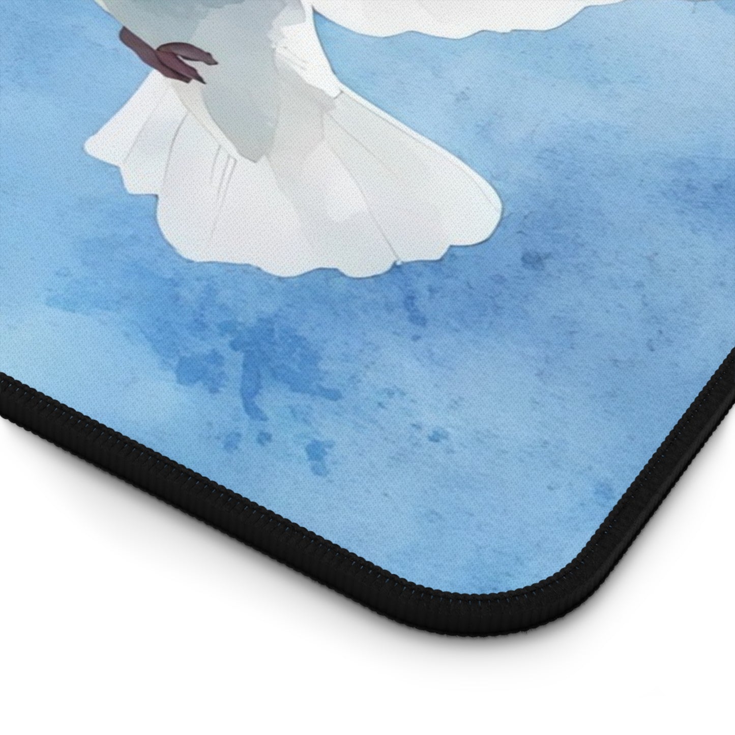 White Dove in Blue Sky Desk Mat | Peaceful Bird Mousepad