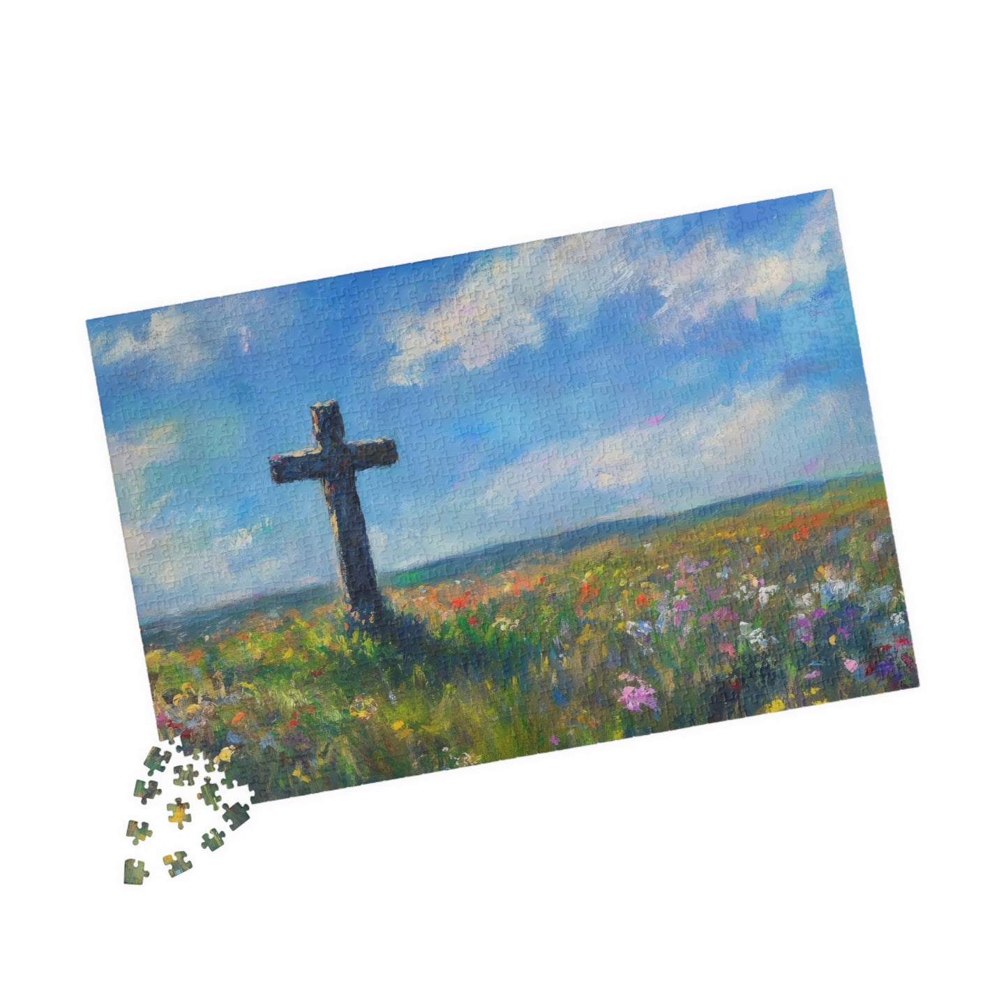 Cross in Wildflower Field Landscape Puzzle — alternate puzzle product image 14