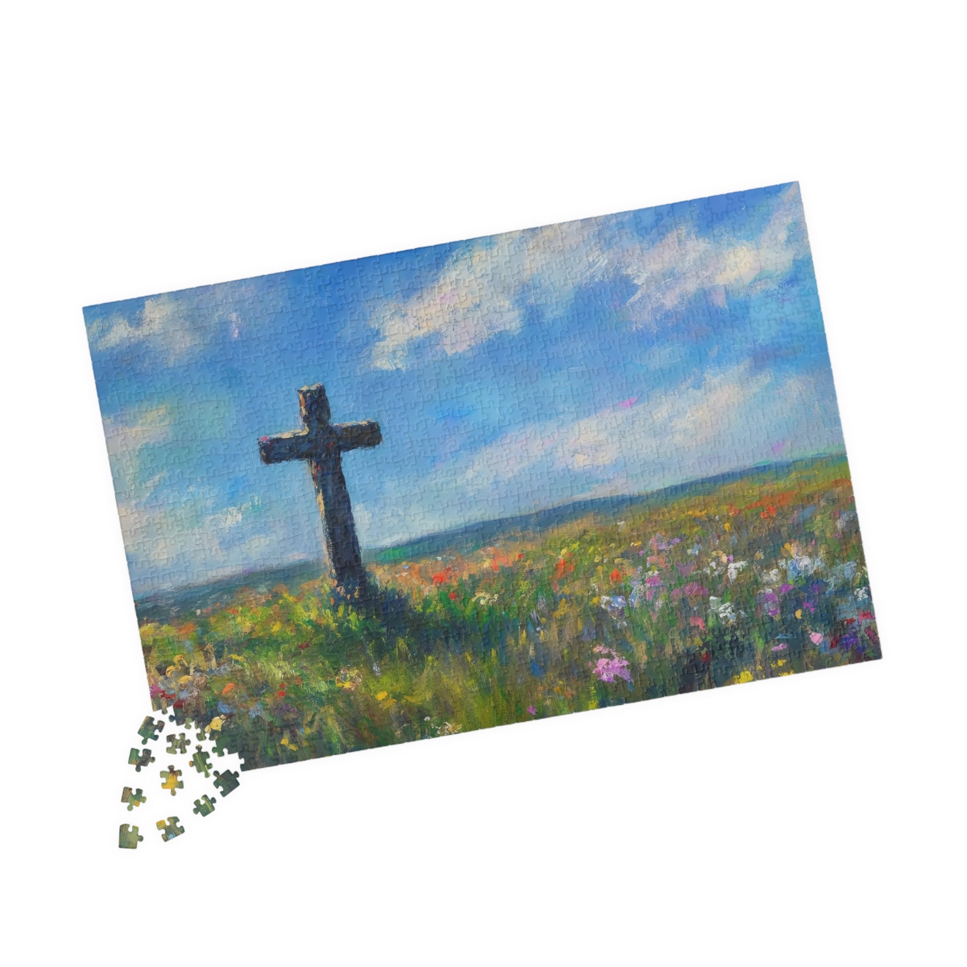 Cross in Wildflower Field Landscape Puzzle — alternate puzzle product image 14