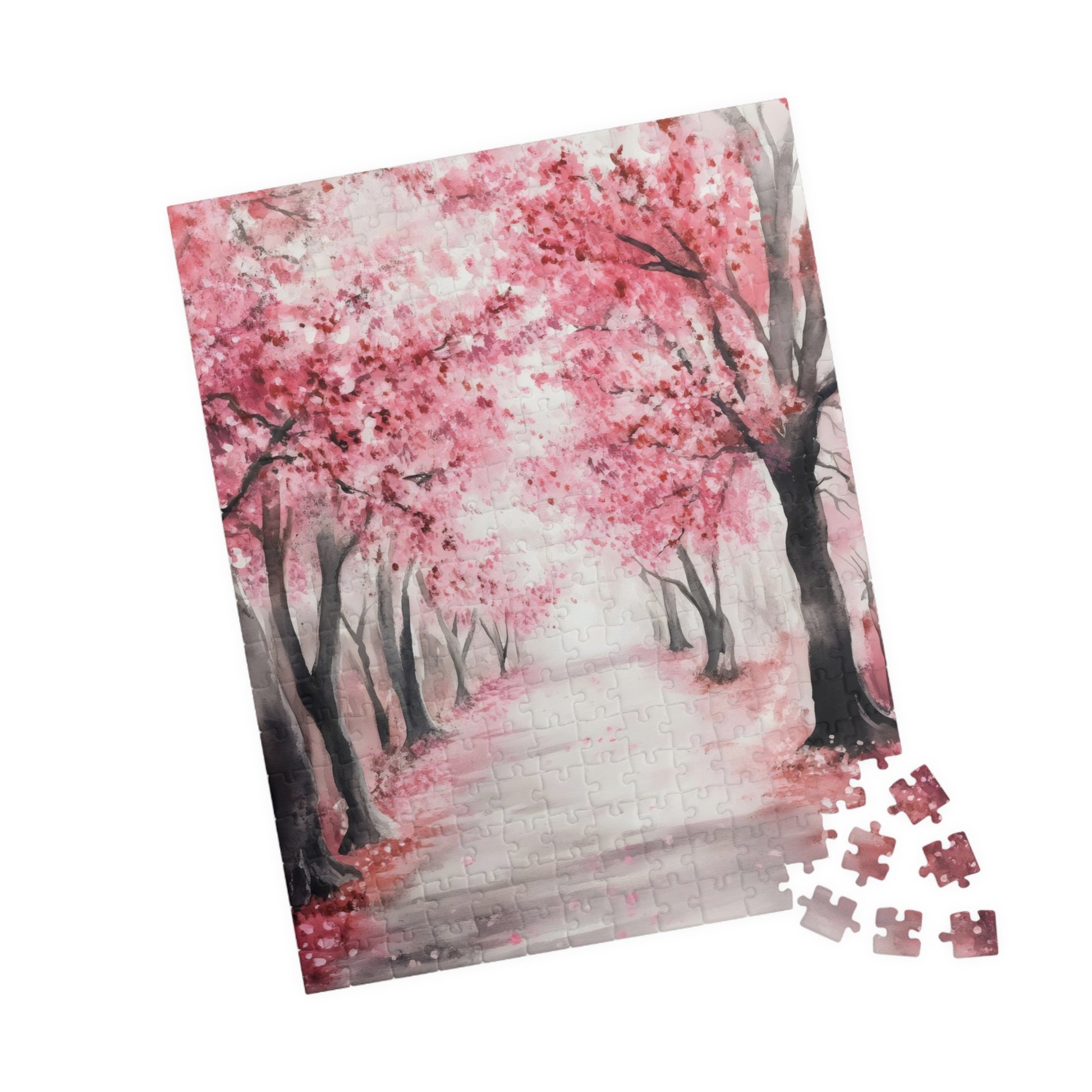 Pink Cherry Blossom Path Scenic Jigsaw Puzzle — alternate puzzle product image 12
