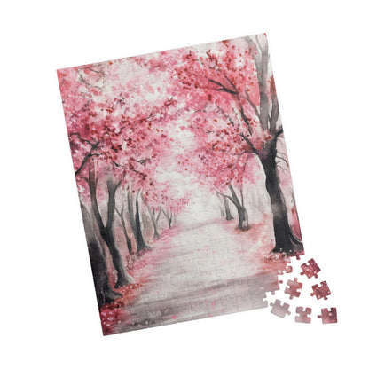 Pink Cherry Blossom Path Scenic Jigsaw Puzzle — alternate puzzle product image 12