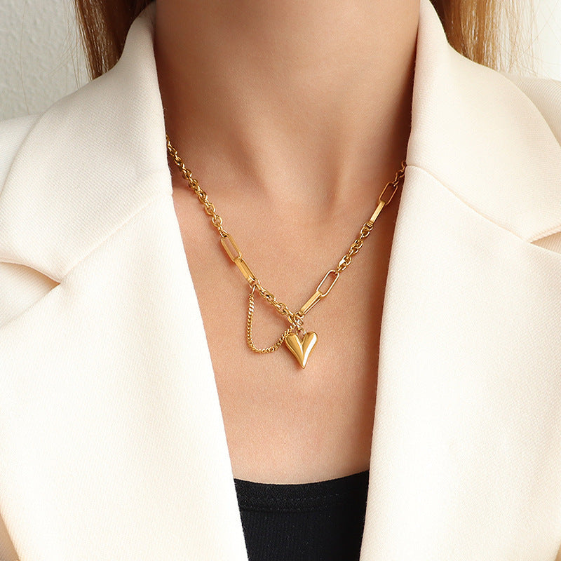 Heart Shape Titanium Steel Necklace – product view 6