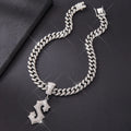 Hip Hop Letter Pendant Necklace with Cuban Chain