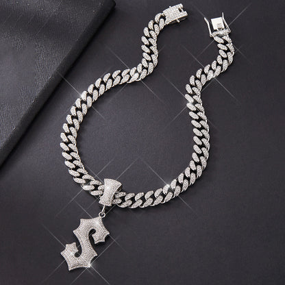 Hip Hop Letter Pendant Necklace with Cuban Chain – product view 1