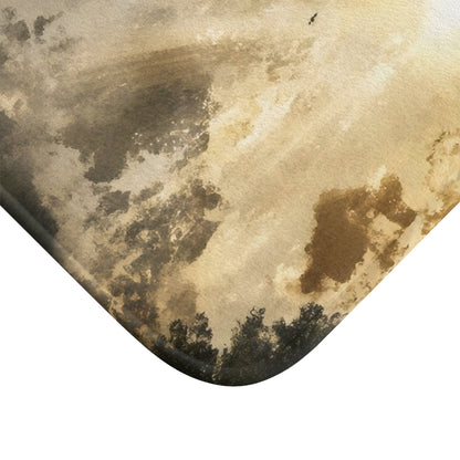 Christian wall art detail with abstract watercolor clouds and sunlight in neutral tones
