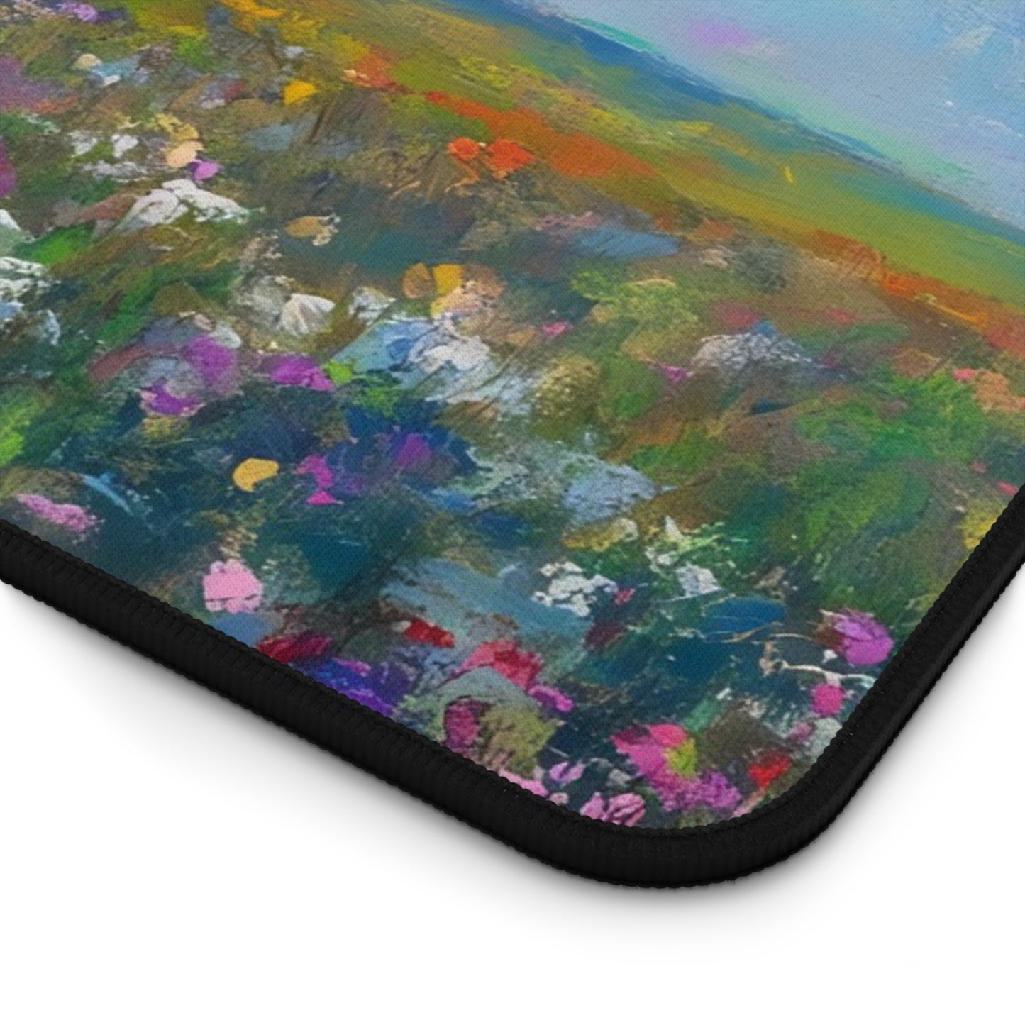 Cross in Wildflower Field Desk Mat | Christian Religious Landscape Mouse Pad