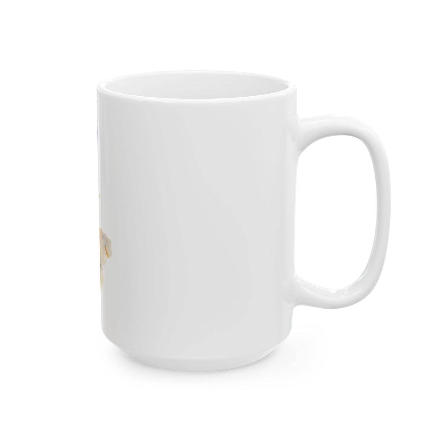 Plain white ceramic mug with handle, minimal Christian home decor accessory
