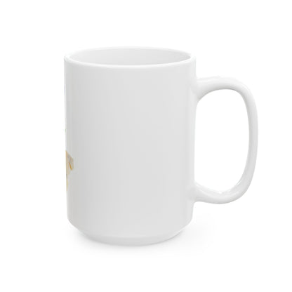 Plain white ceramic mug with handle, minimal Christian home decor accessory