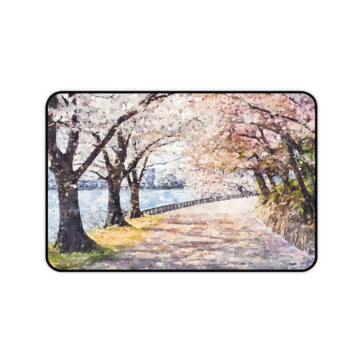 Cherry Blossom Path Desk Mat | Spring Sakura Scenic Mousepad