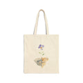 Watercolor Violet On Rock Tote Bag | Floral Illustration, Minimalist Canvas