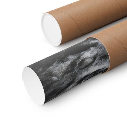 Black and white Christian wall art poster rolled in a cardboard shipping tube