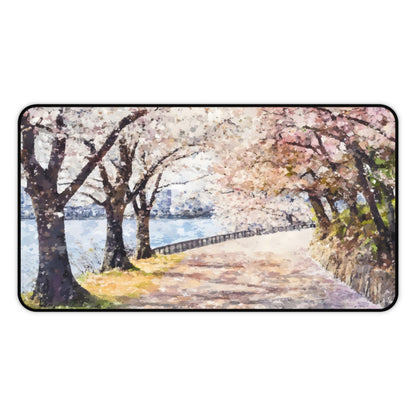 Cherry Blossom Path Spring Scenic Desk Mat — alternate desk mat product image 2