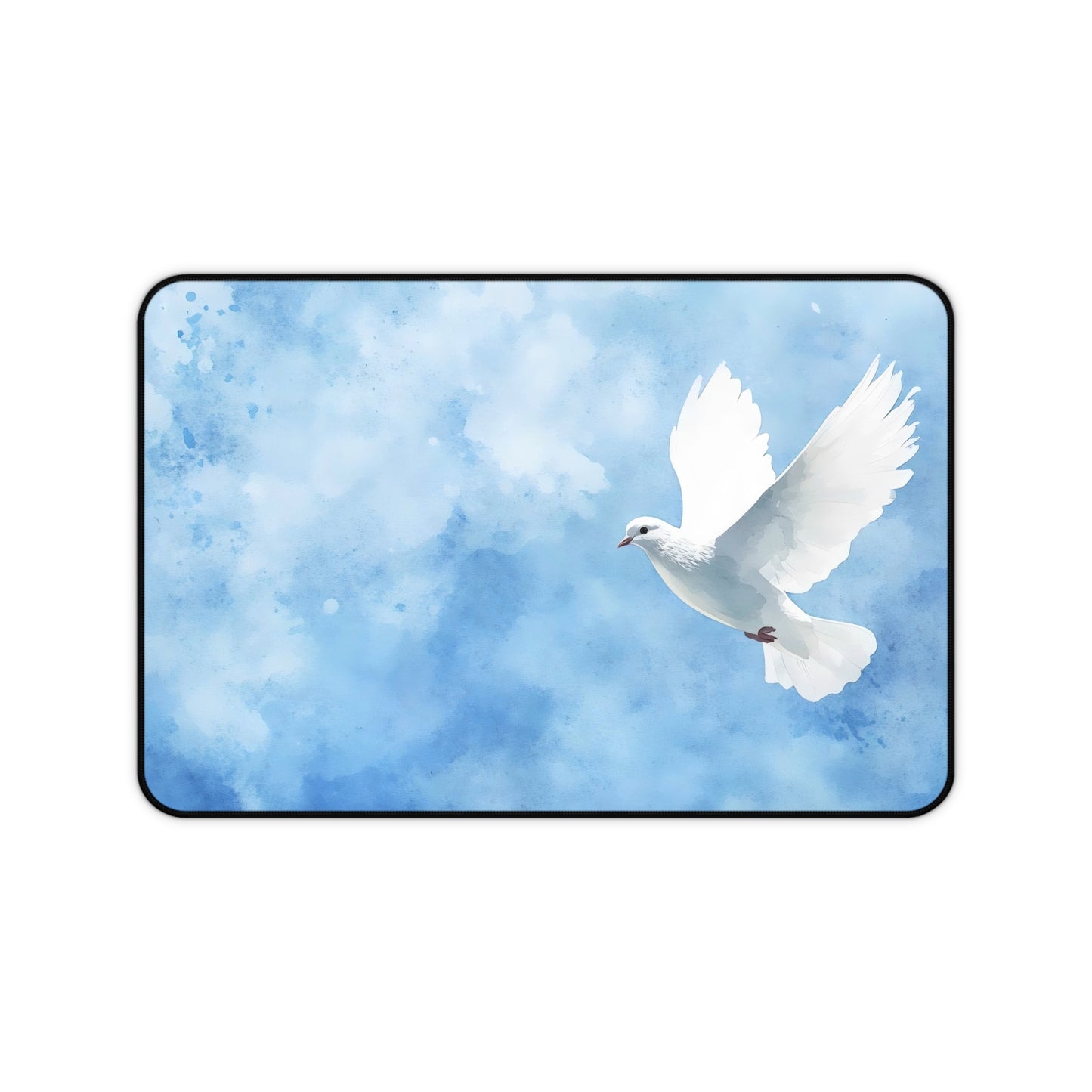 White Dove in Blue Sky Desk Mat | Peaceful Bird Mousepad