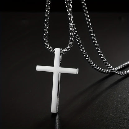 Geometric Cross Titanium Steel Necklace – product view 4