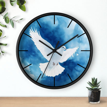 White Dove Blue Sky Wall Clock — alternate clock product image 2