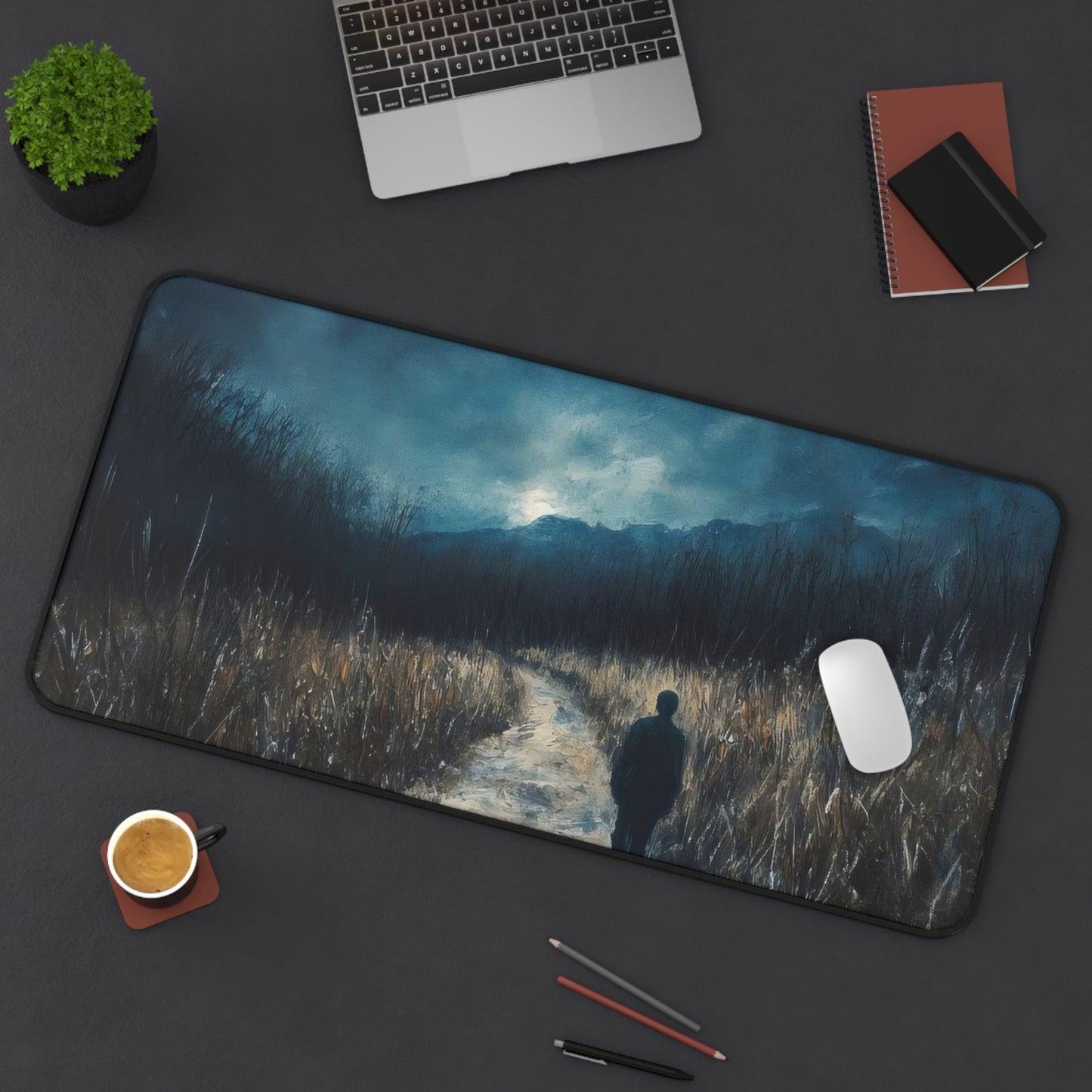 Moonlit Pathway Walk Desk Mat | Nightscape Desk Mat