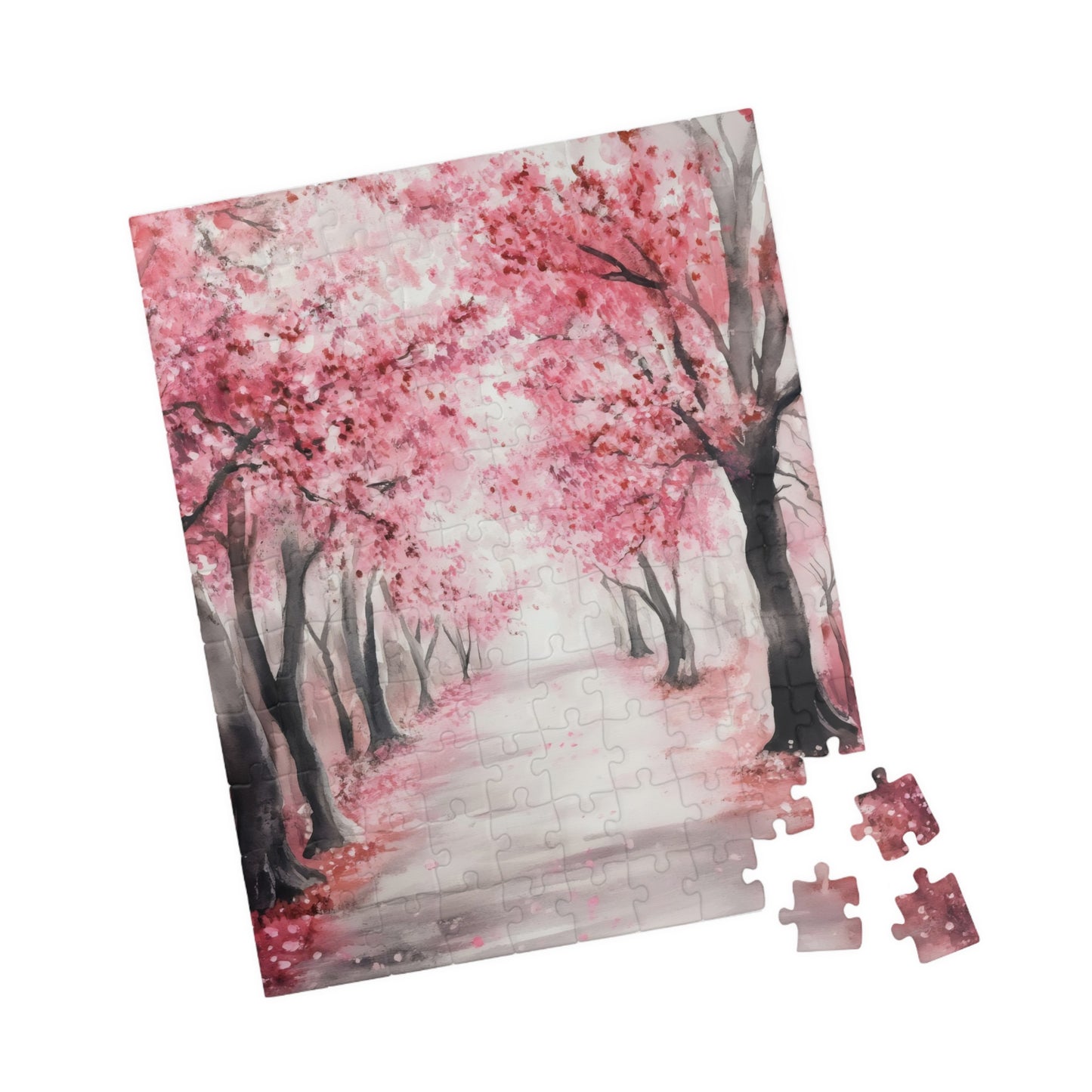 Pink Cherry Blossom Path Scenic Jigsaw Puzzle — alternate puzzle product image 8