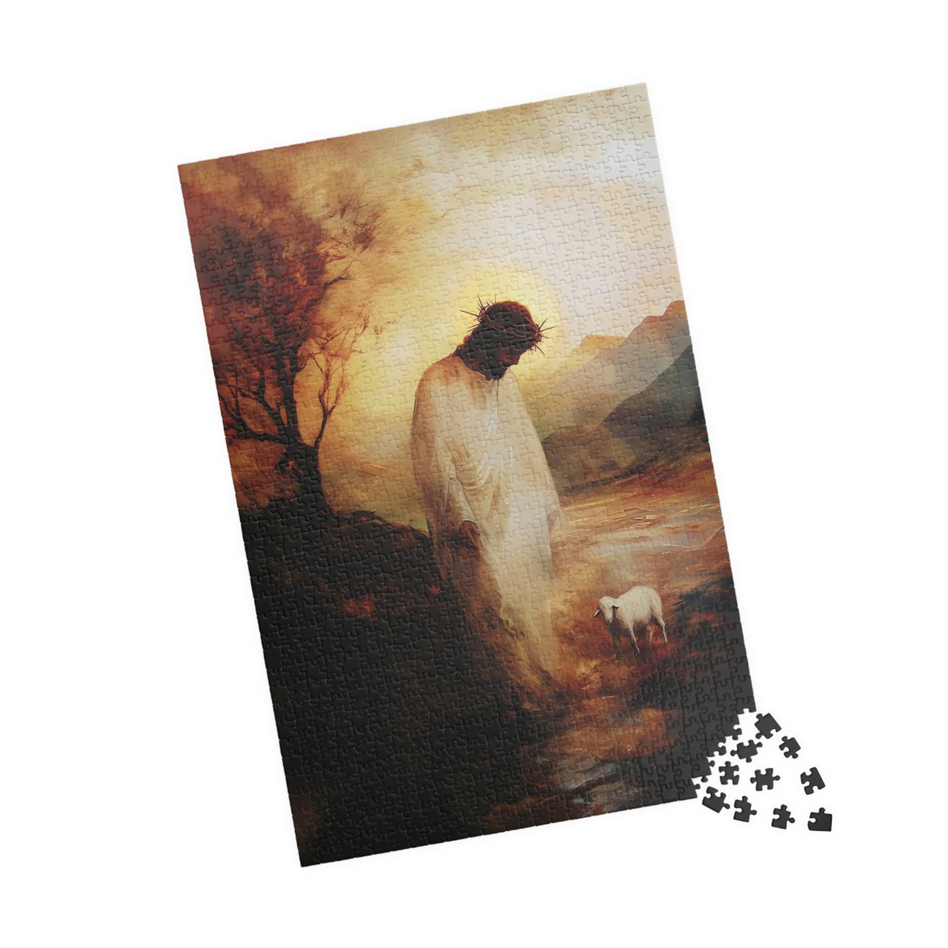 Jesus with Lamb Christian Art Puzzle — alternate puzzle product image 5