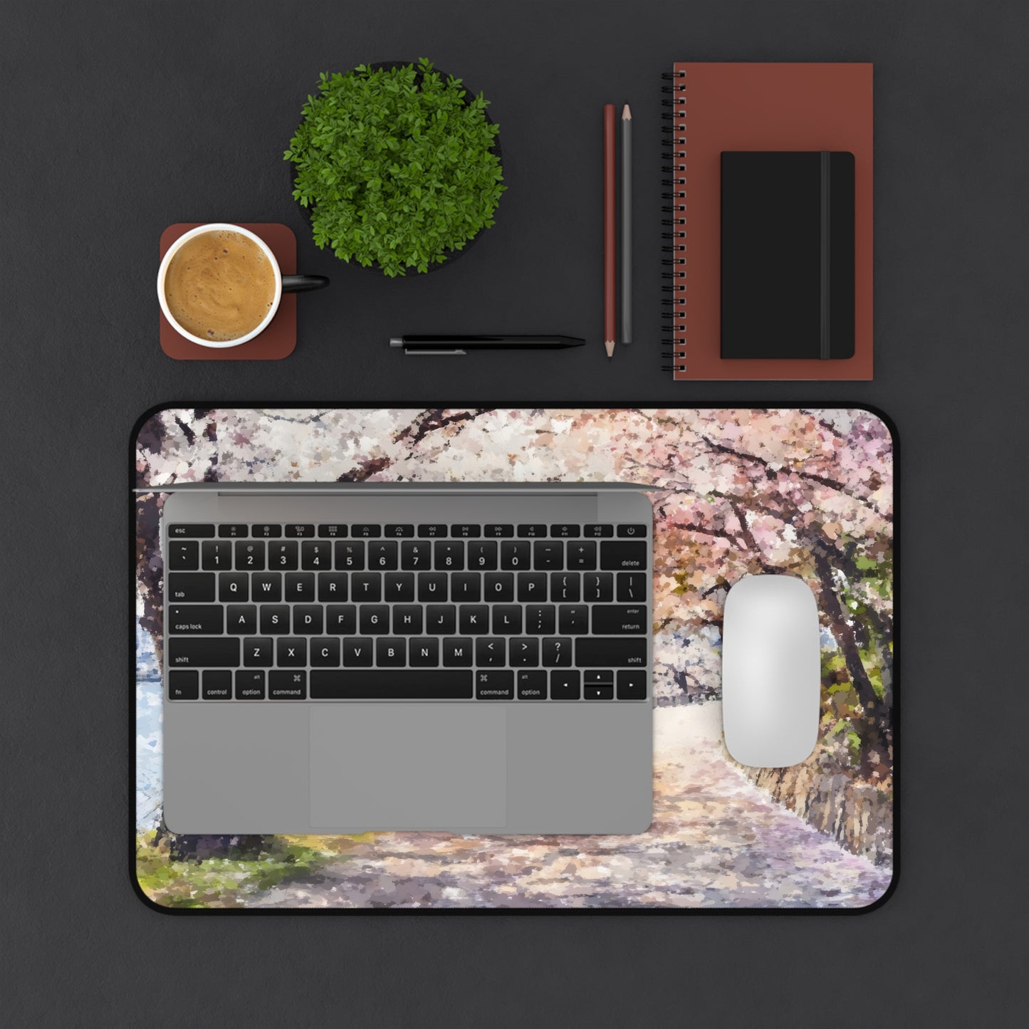 Cherry Blossom Path Desk Mat | Spring Sakura Scenic Mousepad