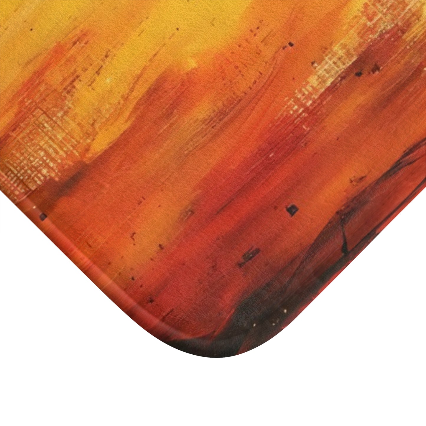 Abstract Christian wall art tray corner with orange, red, and yellow brushstrokes