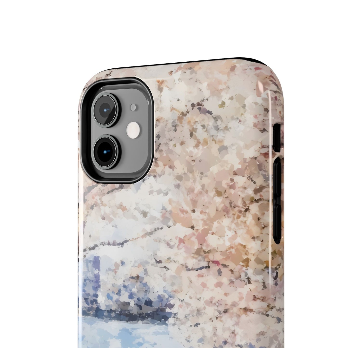 iPhone case with pastel abstract floral art and soft watercolor texture