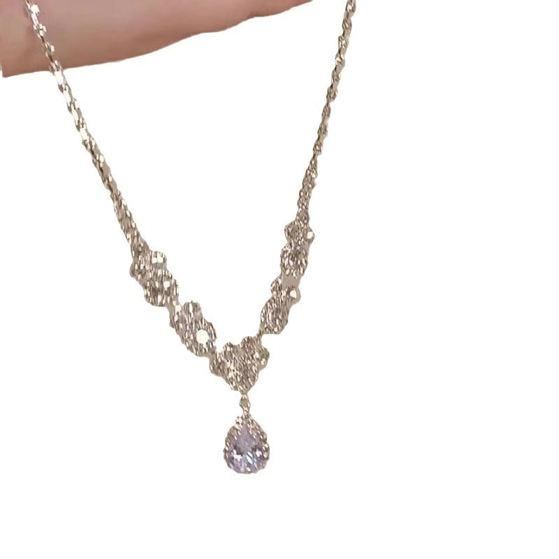 Crystal Water-drop Pendant with Collar Chain – product view 5